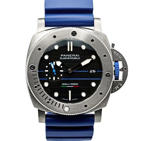 panerai submersible blue strap|pre owned panerai submersible.